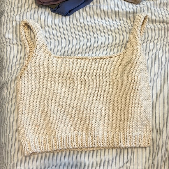 Knit wide neck tank in natural - Picture 2 of 5